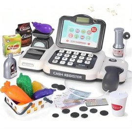 Genérico Juguete de Caja Registradora Electrónica, Caja registradora Juguetes para Niños, Juegos de Imitacion de Supermercado (Gris)