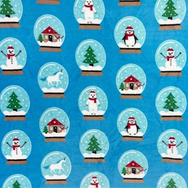 Christmas Holiday Fleece Throw Blanket, Velvety Soft, Blue White Snowglobe Design, 50 x 70 inches