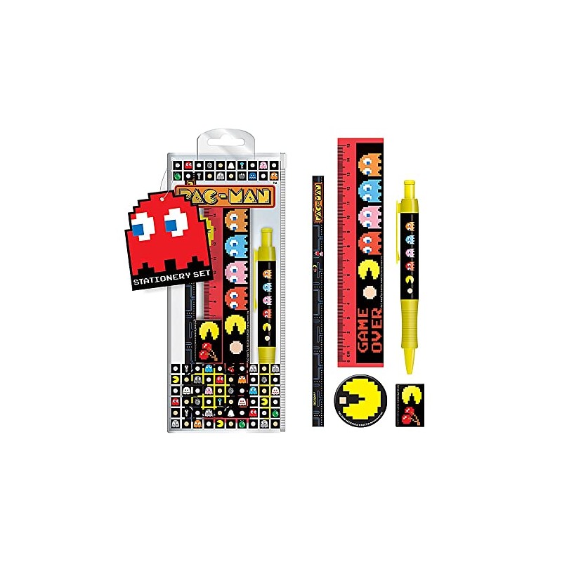 PAC-MAN (Characters) Station Set: Pen, pencil, ruler, sharpener, eraser /