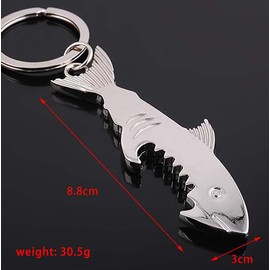 2pcs Shark Shape Bottle Opener, Multi-Function Key Chain, Fish Bottle Opener