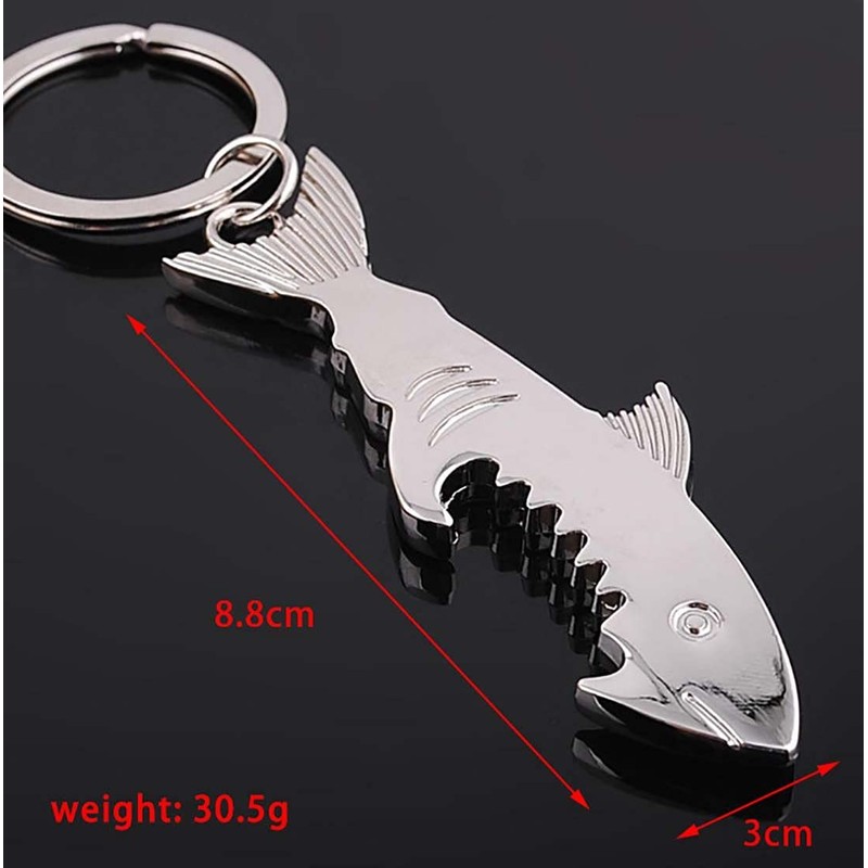 2pcs Shark Shape Bottle Opener, Multi-Function Key Chain, Fish Bottle