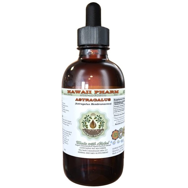 Astragalus Alcohol-Free Liquid Extract, Organic Astragalus (Astragalus membranaceus) Dried Root Glycerite Hawaii Pharm Natural Herbal Supplement 4 oz