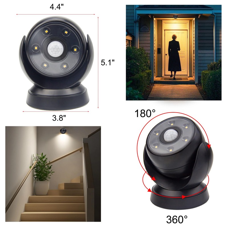 LUXSWAY Battey Powered Motion Sensor Outdoor Light Waterproof Flood Light