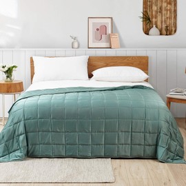 YnM Cooling Weighted Blanket for Adults, 7lbs Heavy Bed Throw for One Person of 60lbs, Perfect for Hot Sleepers or Warm Climates with Rayon/Glass Beads(41x60 Inches,Twin Bed, Sea Grass)