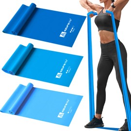 A AZURELIFE Resistance Bands Set, Professional Non-Latex Elastic Exercise Bands, Flat Long Stretch Bands for Physical Therapy, Yoga, Pilates, Rehab, at-Home or The Gym Workouts, Strength Training