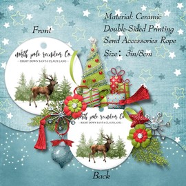 North Pole Reindeer Christmas Tree Decoration Ornament Right Down Santa Claus Lane Ceramic Ornament Holidays Decoration Holiday Home Decor Tree Decoration Ornament