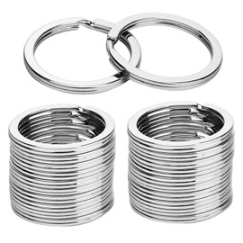 ebuyerfix 100 Pcs with 25mm to 28mm Round Key Rings Metal Flat Split Metal Rings for Home Keys and Crafts Circular Keychain Key Ring Circular Keyring Loop Connector Silver