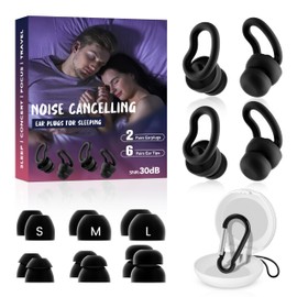 Noise Cancelling Ear Plugs for Sleeping - 2 Pairs Reusable Soft Silicone Noise Block Earplugs for Sound Proof, 30db Noise Reduction Earplug for Sleep, Snoring Blocking, Concert