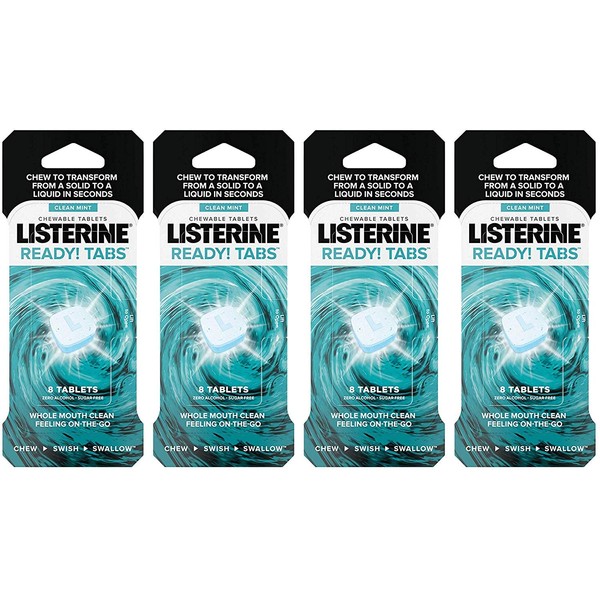 Listerine Ready Tabs Clean Mint Flavor Sugar-Free, 32 Chewable Tablets