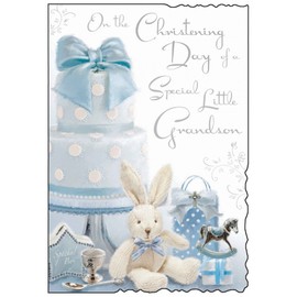 On The Christening Day of A Special Little Grandson - Christening Day Card JJ