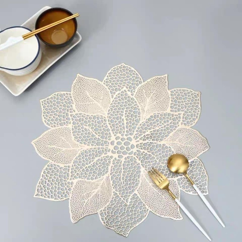 Gold Placemats Set of 6 for Dining Table 15 Inch