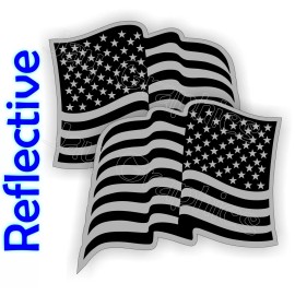Unbranded/Generic pair - REFLECTIVE American Flag Hard Hat Stickers Decals Helmet Motorcycle USA