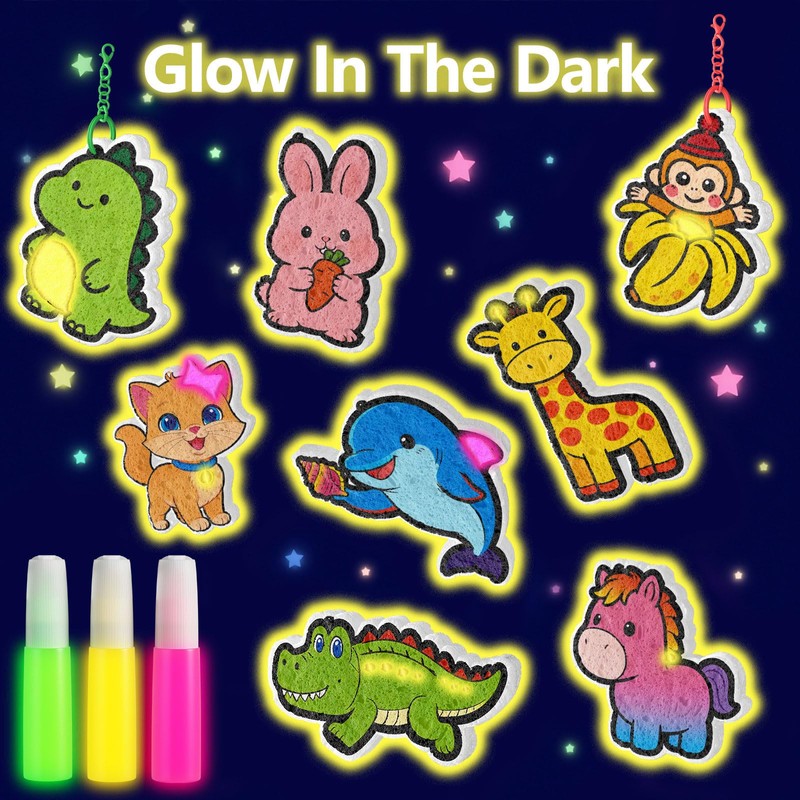 AMOSTING Glow in the Dark Animal Magic Puffs Craft Kit