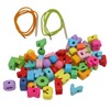 Alphabet Lacing Beads 51Pcs Wooden Toys Strings Letters Parent Child