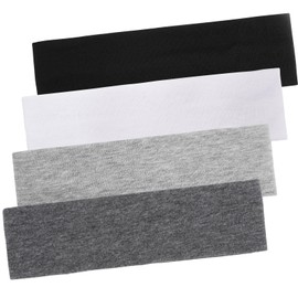 Pack of 4 Women's Hair Bands, Elastic Hair Bands, Solid Colour Headband Dirndl, Hair Band for Sports, Running, Fitness, Yoga (Black, White, Grey, Dark Grey)