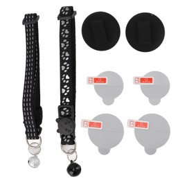 2pcs Reflective Dog Collar Soft Nylon Dog Collar Adjustable Pet Collar with Bell for Walking Shopping Camping Black