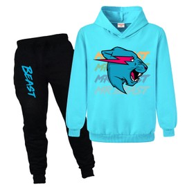 Kiamseay Lightning Cats YouTube Gamer Boys Girls Jumper Hoodie+Pants Cotton 2pcs Colthes (Light Blue2,11-12 Years,11 Years,12 Years)