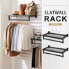 Fiwochic 2 Pcs Black Slatwall Shelf Clothes Rack with Grid