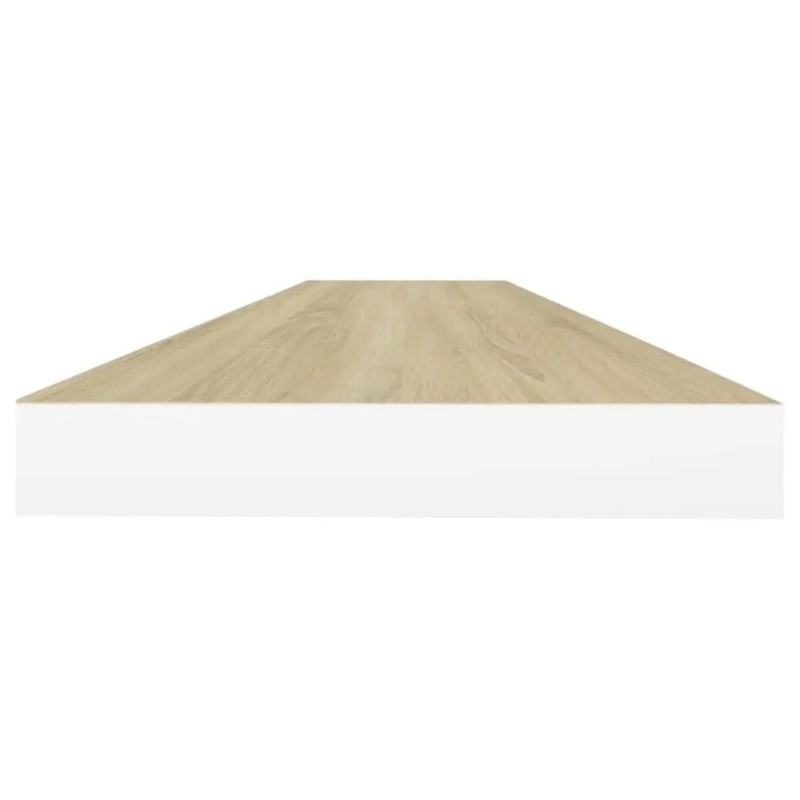 Oak and White Floating Wall Shelf 47.2"x9.3"x1.5" MDF Display Standcolor: