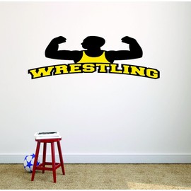 Decal Sticker Wrestling Logo Icon Teen Boys Self Defense Fighting Bedroom Picture Art Size 20x40