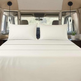 Twin (38x75) Sheet Set 4 Piece - Ivory, Deep Pocket Fits 15 Inch Mattress, Brushed Microfiber, Ideal for Home, RV Bunks, Guest Beds & Travel Trailers, Lightweight & Machine Washable