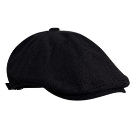 Opreng Summer Knitted Thin Beret Hat Linen Newsboy Cap Unisex Vintage Flat Ivy Breathable, Black, One Size