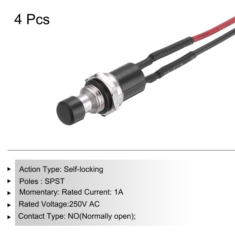 sourcing map 4 Pcs 3A 250V AC 7mm Mini Self-locking