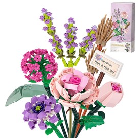 Mini Rose Flower Bouquet Building Sets, Artificial Flowers, Set for Adults, DIY Unique Home Décor, Idea Gifts, 547 Pieces Botanical Collection Design Kit for Adults Kids, Birthday, Mother's Day