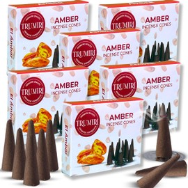 Amber Incense Cones - 60 Pack (10 x 6 Scents) - Scented Cone Incense