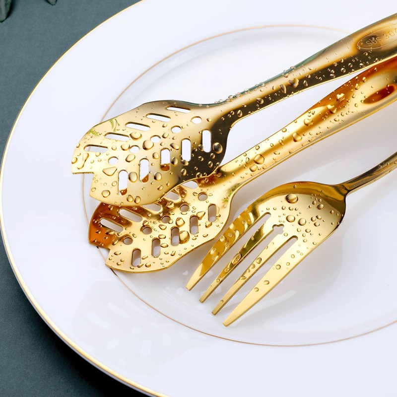 Gold Serving Utensils, OGORI 10-Piece Polished Stainless Steel Gold Serving
