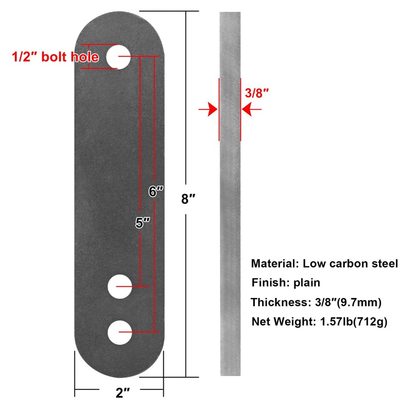 2 Pairs 6" Universal Adjustable Leaf Spring Lift Shackles, 3/8"