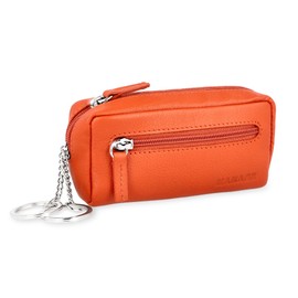 MANAGE XXL Leather Key Bag with Coin Compartment for Men and Women - Genuine Leather Key Case - Large Choice of Colours, orange