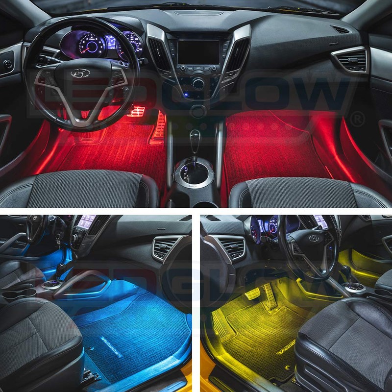 LEDGlow 2pc Multi-Color LED Interior Footwell Underdash Neon Lighting Kit