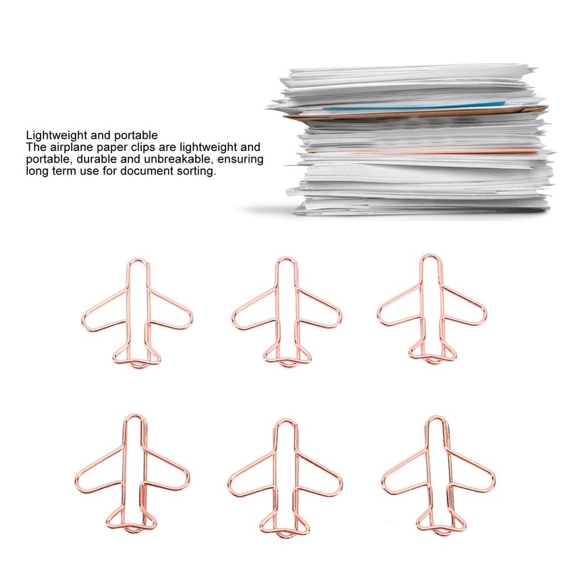 100Pcs Airplane Shaped Paper Clips Metal Lightweight Multipurpose Cute Shaped