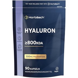 Horbaach Hyaluronic Acid Capsules High Dose 800 kDa 90 Vegan Hyaluronic Acid Capsules 500 mg Alternative to Collagen Hyaluronic Acid Vegan
