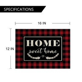 4Pack Farmhouse Decor Placemats Red White Buffalo Plaid Kitchen Inspirational Quotes Decor Table Mats Waterproof Heat Resistant Washable Non-Slip Place Mats for Dinner Kitchen Decor Table 12”×16”