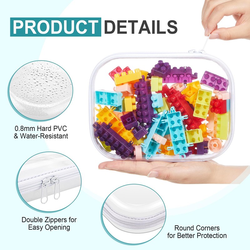 Qiyaz 20 Pcs Clear Hard Zipper Case Hard Shell Plastic