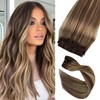 Human Hair Clip in Extensions Brown to Blonde Balayage Clip
