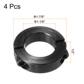QUARKZMAN Wellenring 1 1/8" Bohrung Doppelt geteilter Spannring aus Kohlenstoffstahl mit Set-Schraube Schwarz 4er Pack