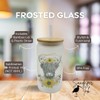 16oz Frosted Glass With Bamboo Lid and Plastic Straw -