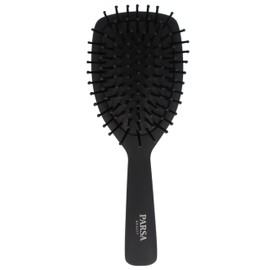 PARSA Beauty Professional Active Ingredient Brush Carbon + Tourmaline (Paddle Brush Small) - Perfect Straightening Without Flying Hair - Detangling Brush with Carbonised Nylon Pins
