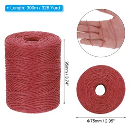 PATIKIL Natural Cotton Raffia Yarn 328 Yard, Crochet Raffia Paper Ribbon for DIY Sun Hat Beach Bag Crochet Yarn Wrapping Knitting, Red