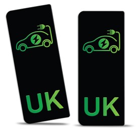 SkinoEu® 2 x Vinyl Sticker Number Plate Number Plate Sticker for Electric Vehicles EV Charging Indicator UK UK Union Jack JDM Tuning Car Motorcycle QV 14 New