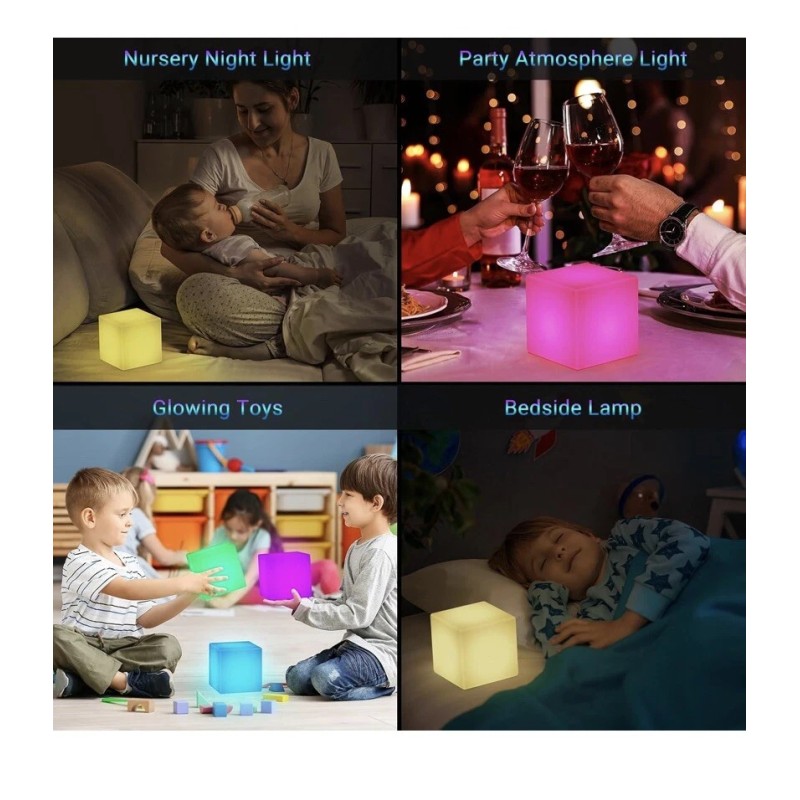 LOFTEK 7-inch LED Cube Lights: Rechargeable RGB 16 Colors Changing