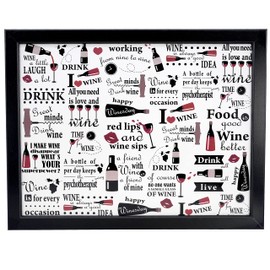 The Magic Toy Shop Wooden Lap Trays with Bean Bag Cushion - Wine Design - Large Padded Tray for Adults - Suitable for Food, Work, Drinking, Art, TV, Sofa, Bed - Great for Wine Enthusiasts
