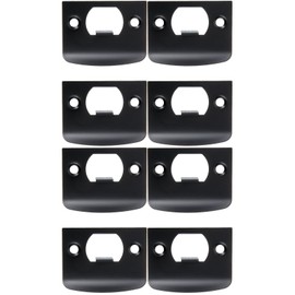 TEHAUX 8 Pcs Black Deadbolt Strike Plate, Adjustable Door Lock Replacement Parts for Interior Doors, Stainless Steel Door Reinforcement Kit, 2.16 X 1.77 Inch Door Latch Restorer
