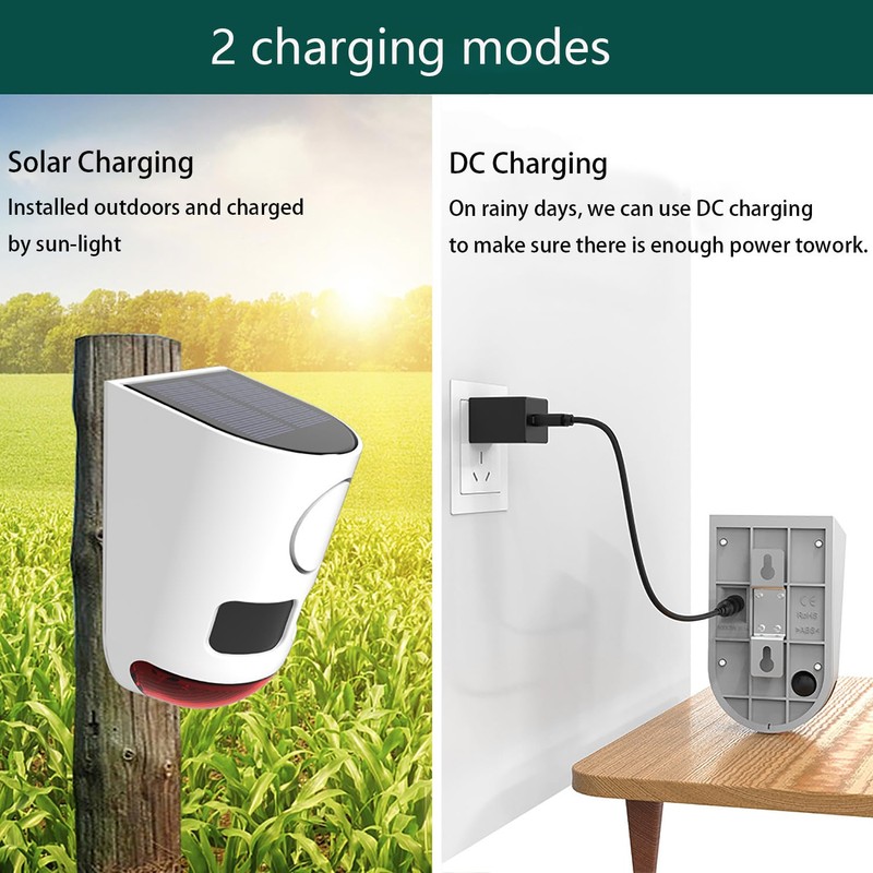 Solar Strobe Light Motion Detector Alarm: Dog Barking and Gunshot