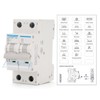 MOLLOM DC 2 Pole Miniature Circuit Breaker, 1000V 25Amps, C25