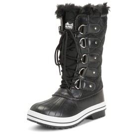 POLAR Womens Snow Boot Nylon Tall Winter Fur Lined Snow Warm Waterproof Rain Boot - Black - 10-41 - CD0025