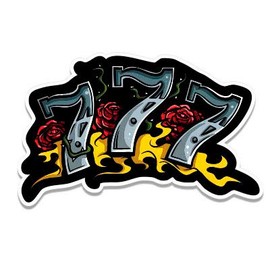 Slots 777 Casino Gamble - 5" Vinyl Sticker - for Car Laptop I-Pad - Waterproof Decal